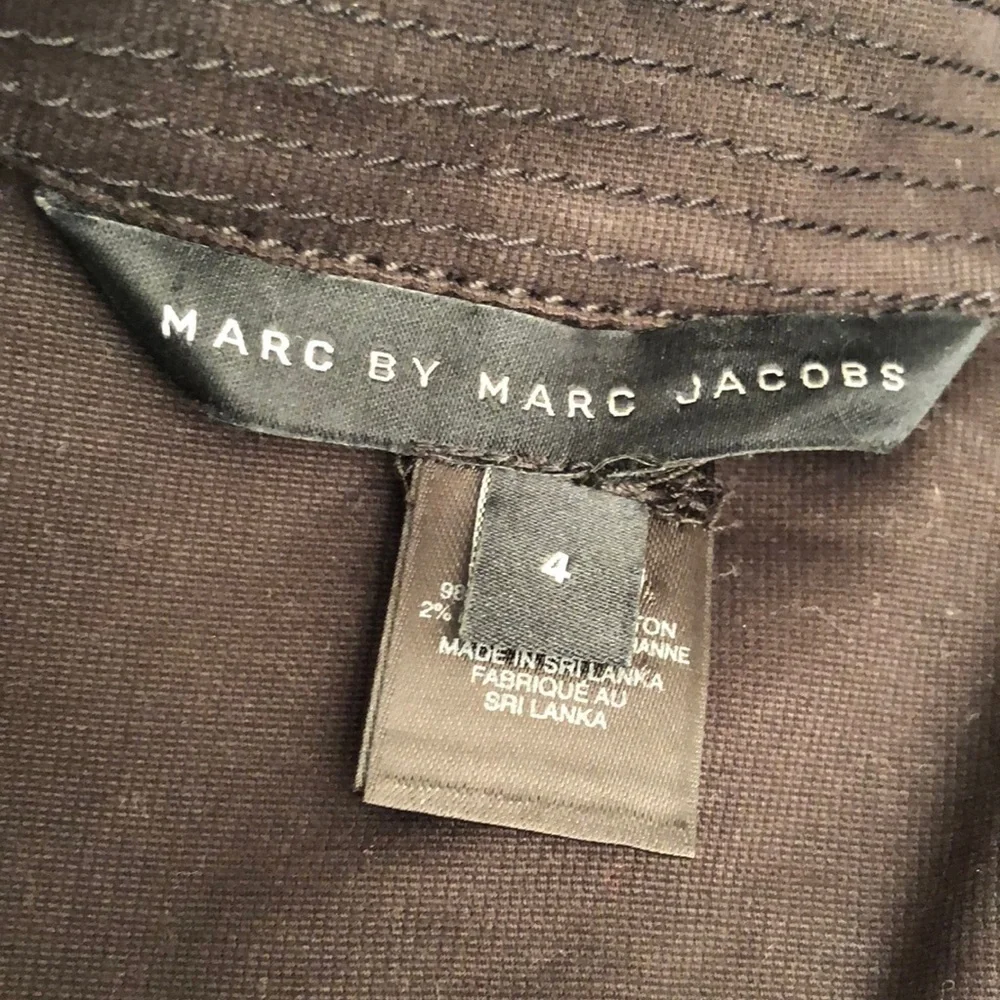 Marc by Marc Jacobs black gathered puff sleeve belted safari style blazer jacket